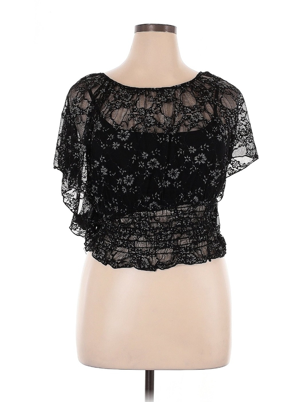 Roommates Black Lace Overlay Top